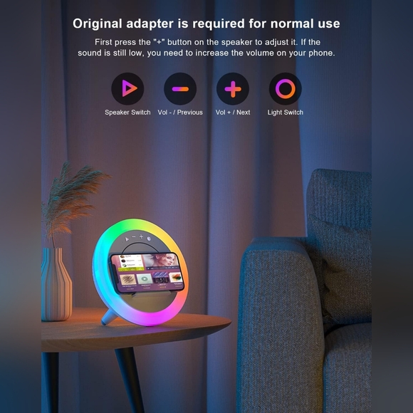 New Swarmir Bluetooth Speaker with Lights & Wireless Charging - Picture 2 of 7